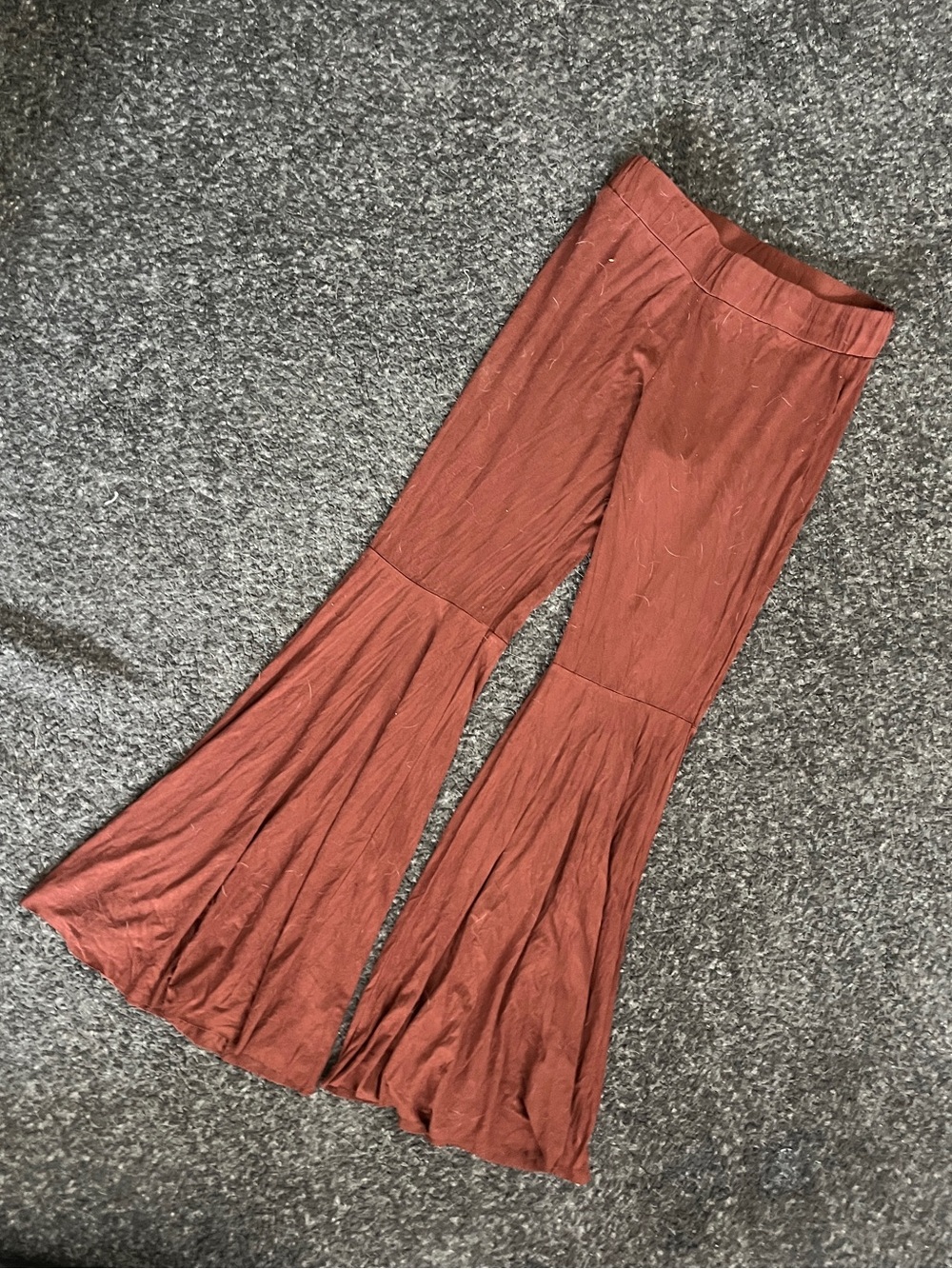 FAVLUX Brick Red Elastic Waist Palazzo Flair Pants